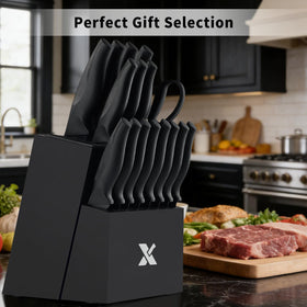 XANAPON knife block with built-in sharpener keeps blades sharp