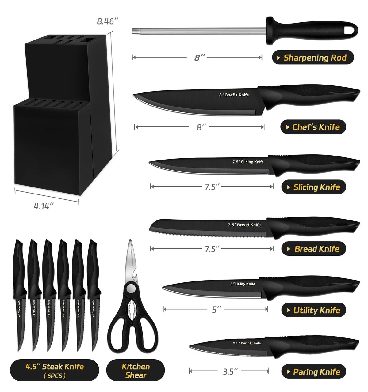 XANAPON block with knives organized for easy kitchen access.