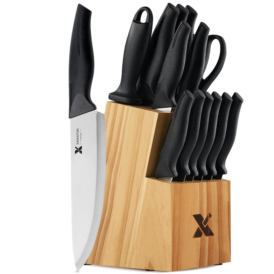 XANAPON razor-sharp blades displayed on the block for precise slicing