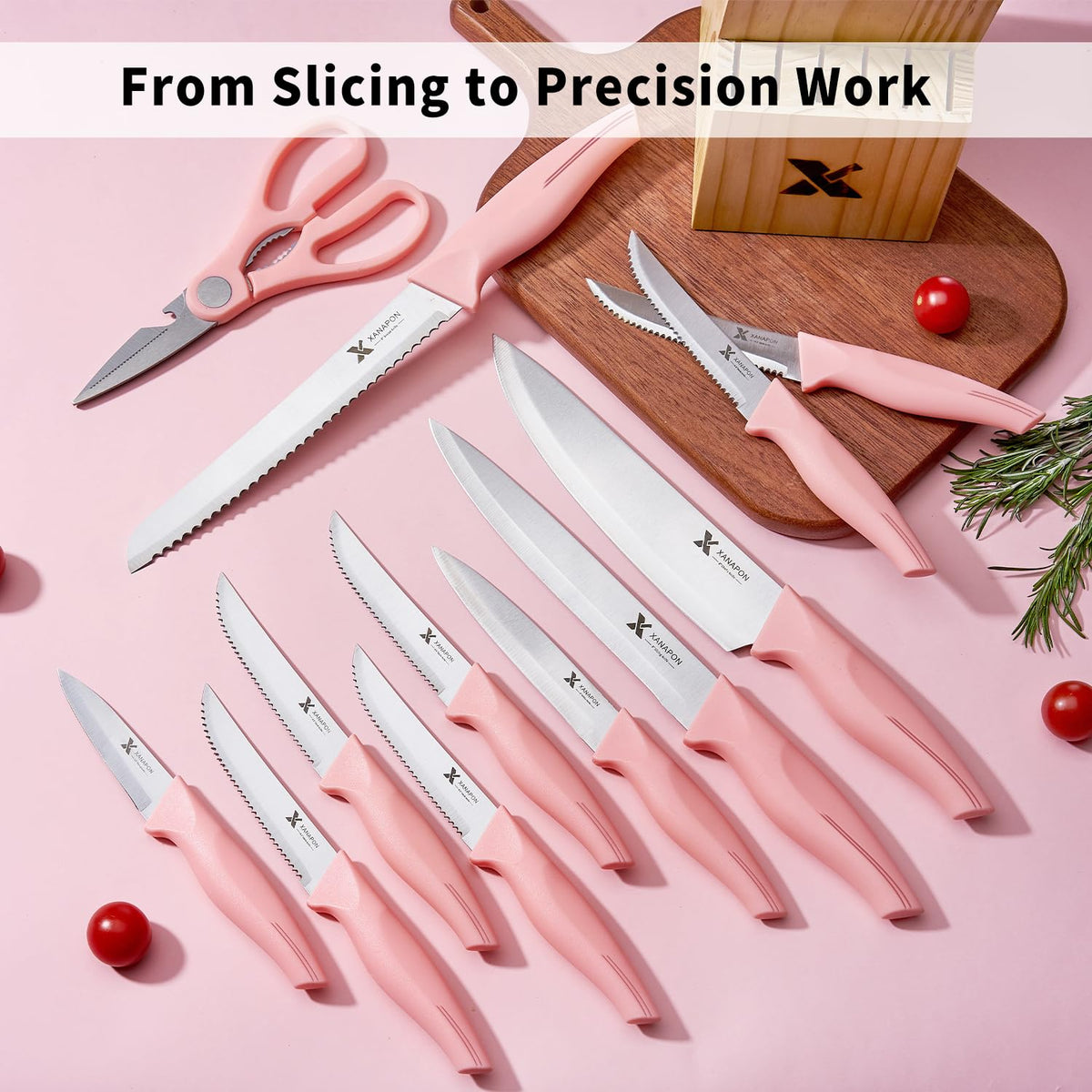 XANAPON 8-inch slicing knife ready for precise meat and veg prep.