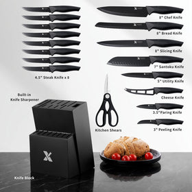XANAPON 8-piece steak knives with ergonomic handles for easy carving