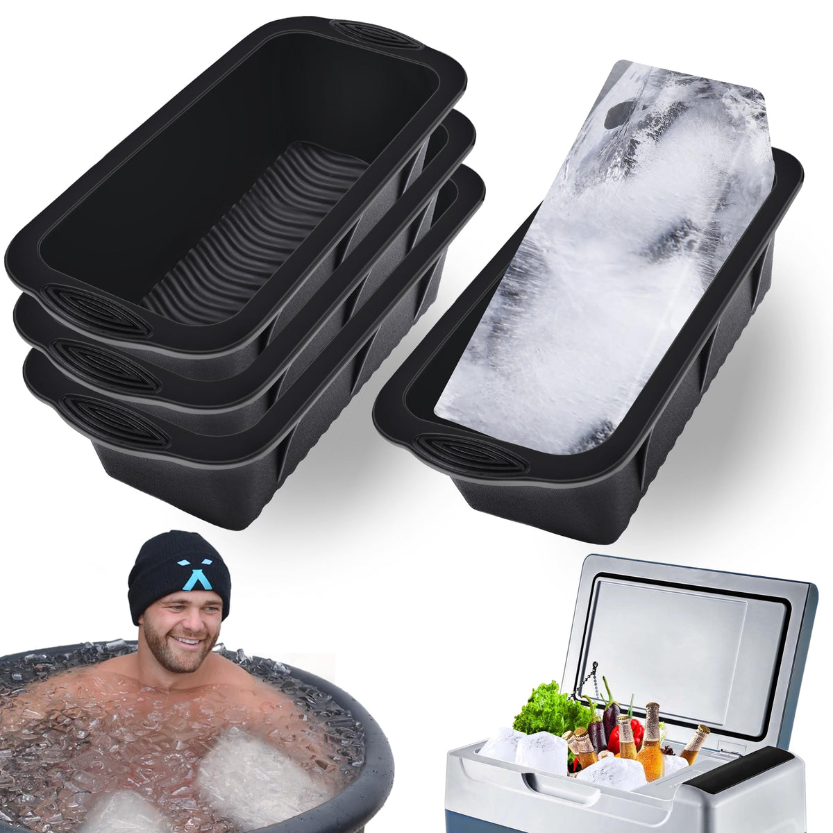 XANGNIER extra-large ice block mold four-pack for long-lasting cooling.