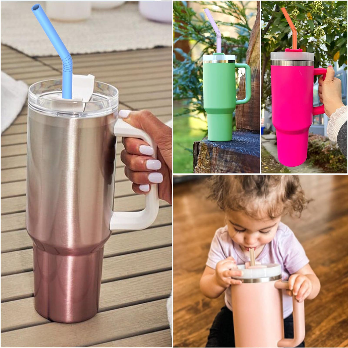 XANGNIER bendable silicone straw, safe for kids and long-lasting.