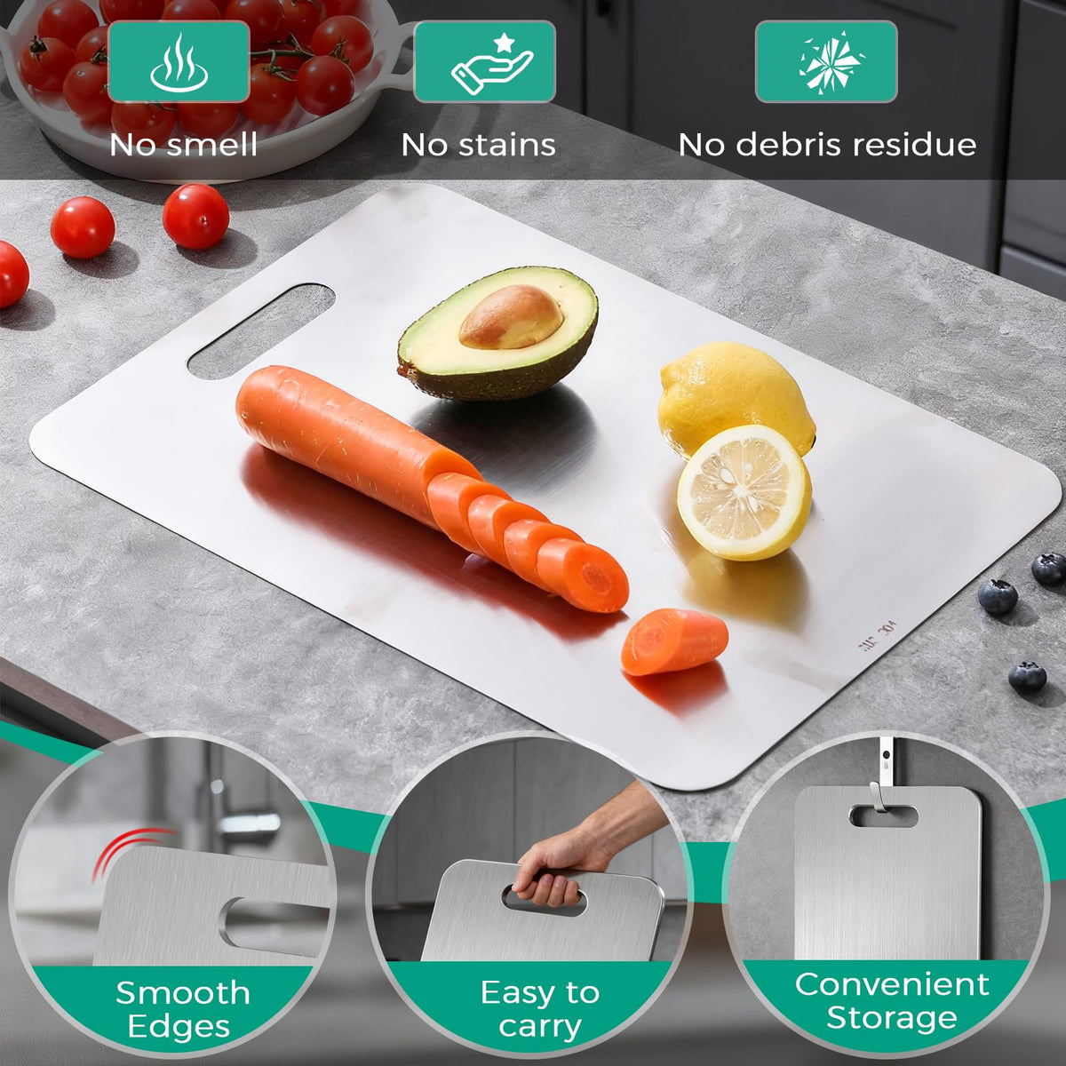 Xanthic Katuchef titanium cutting board ready for clean rinse