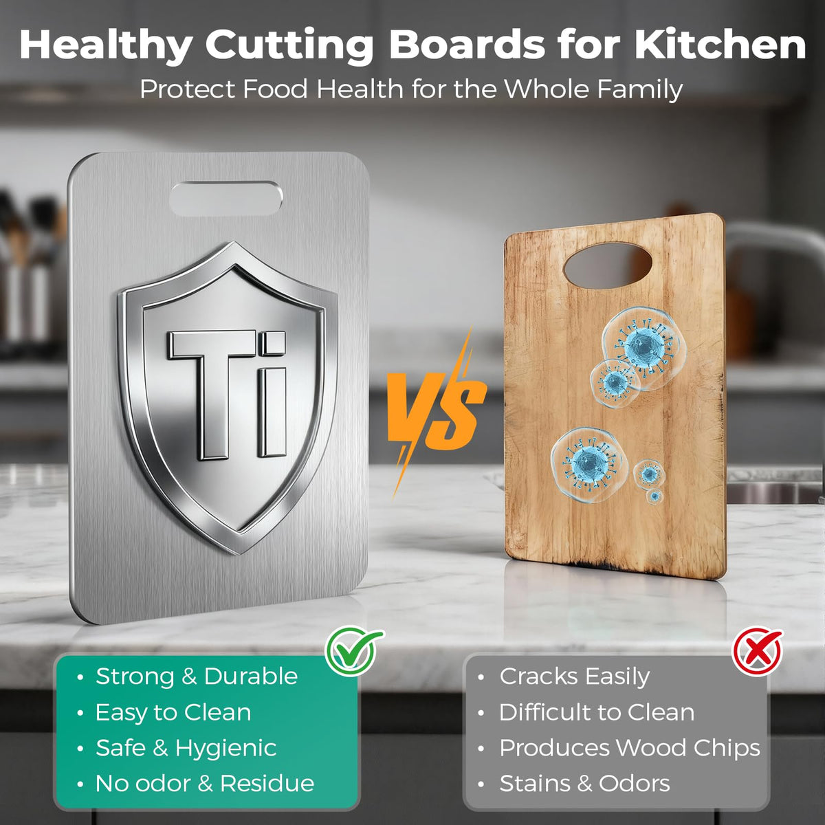 Xanthic Katuchef dual-sided titanium board for meats and produce