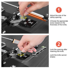 XARILK broad blade support accommodates 30–300 mm blades up to 8 mm thick.
