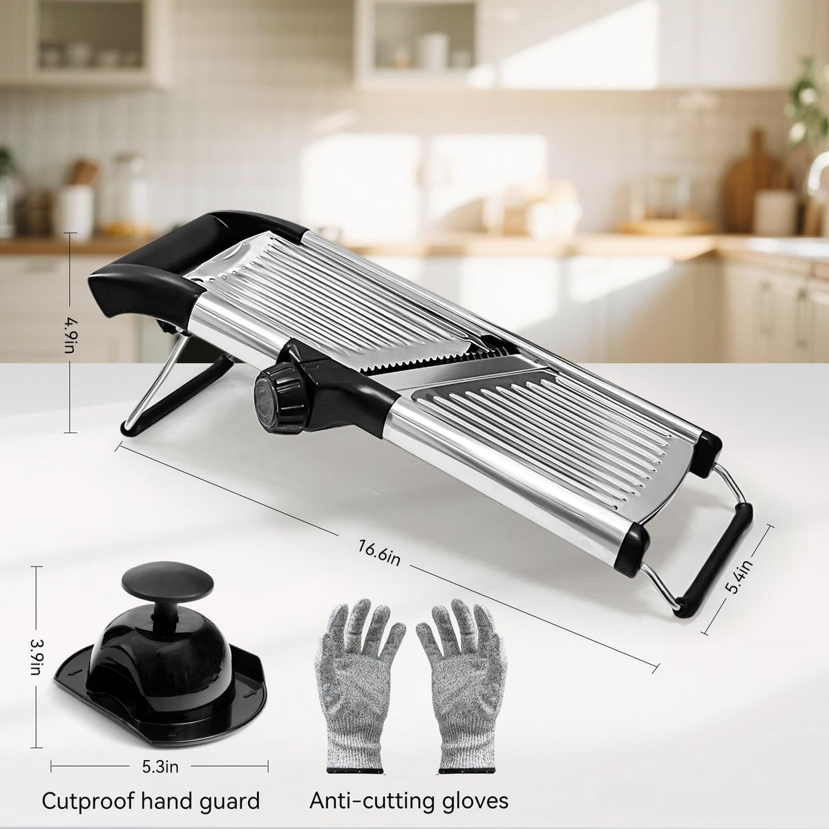 XAYCDEHN mandoline slicer blade settings showcasing adjustable thickness.