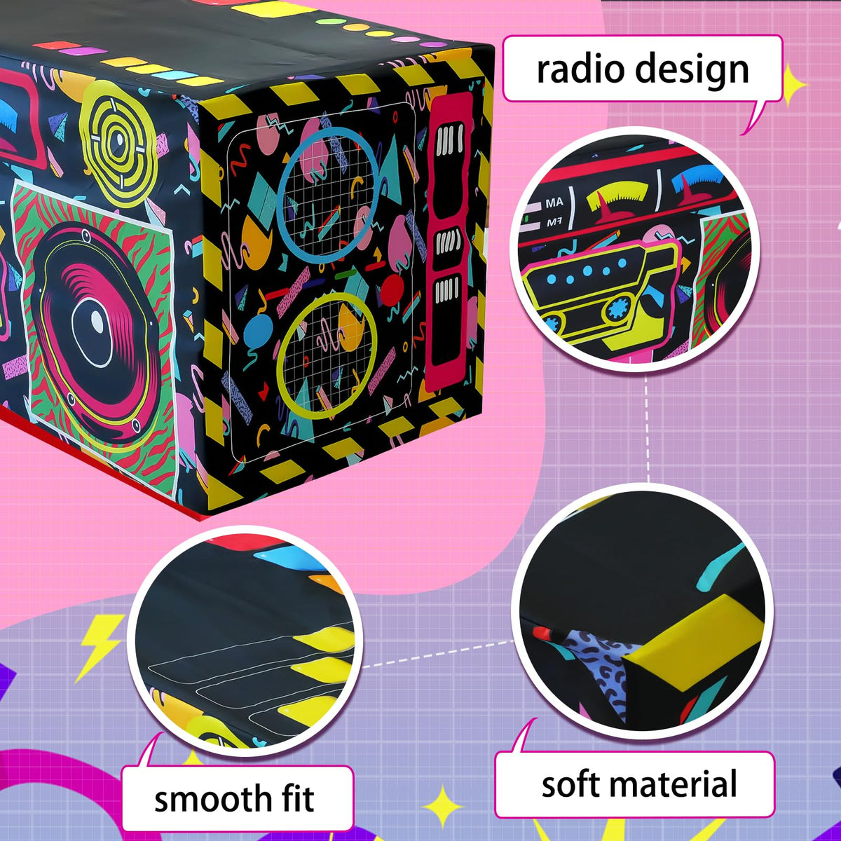 xbaiyanr 80s 90s theme tablecloth ideal for photo-ready setup
