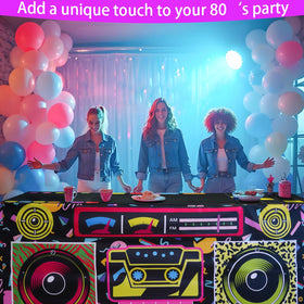 xbaiyanr boombox tablecloth adds nostalgic 80s vibe to events