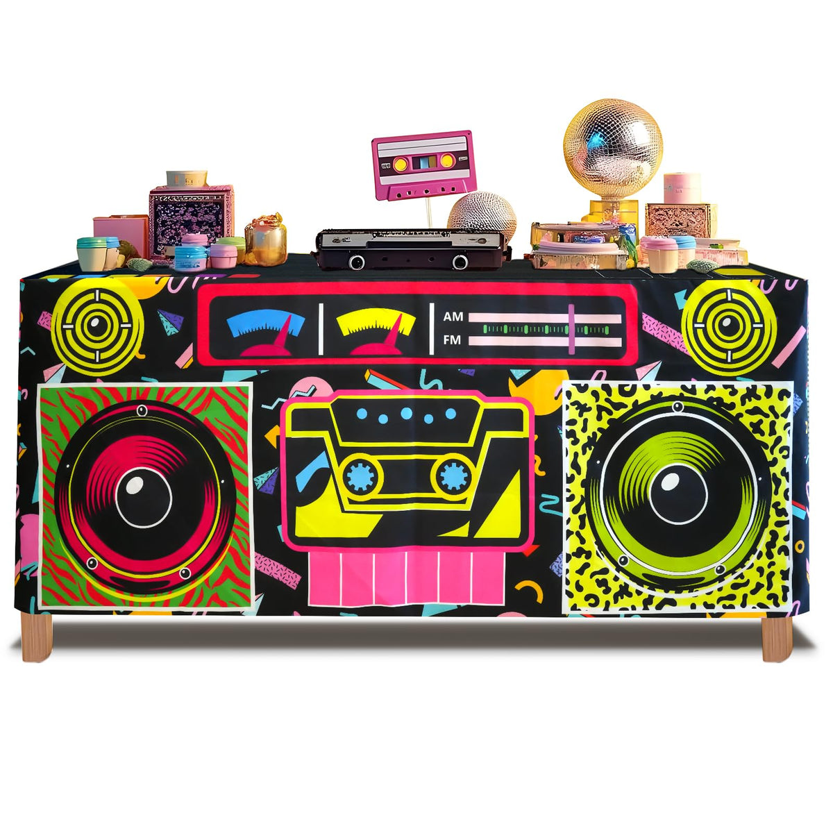 xbaiyanr radio design tablecloth enhances retro party ambiance