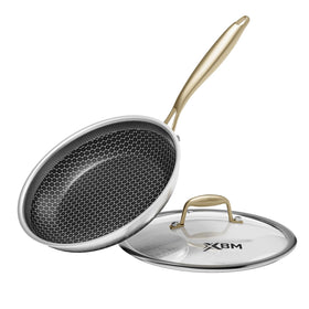 XBM honeycomb nonstick pan with lid for oil-free cooking