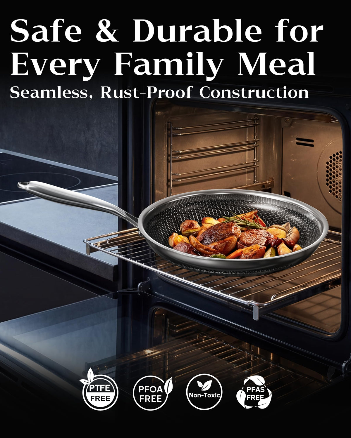 XBM induction-compatible skillet for versatile kitchen setups