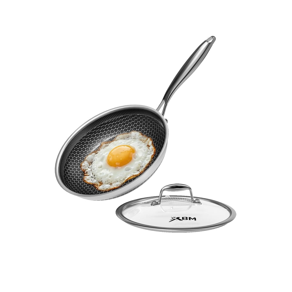 XBM nonstick frying pan with lid 7-inch for quick, oil-free cooking and simple cleanup