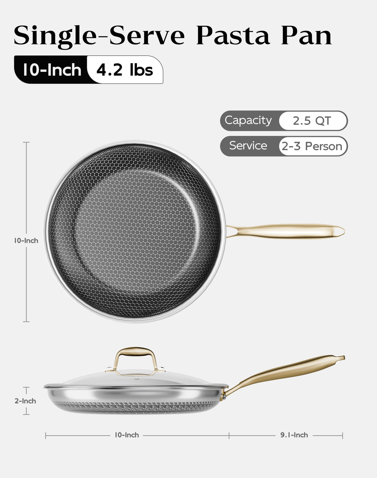 XBM tri-ply stainless steel core ensures even heat distribution
