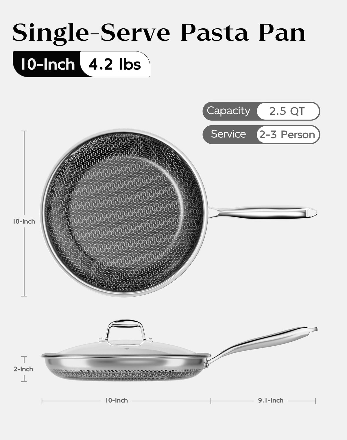XBM stainless steel tri-ply pan core delivers even heat for crisp searing