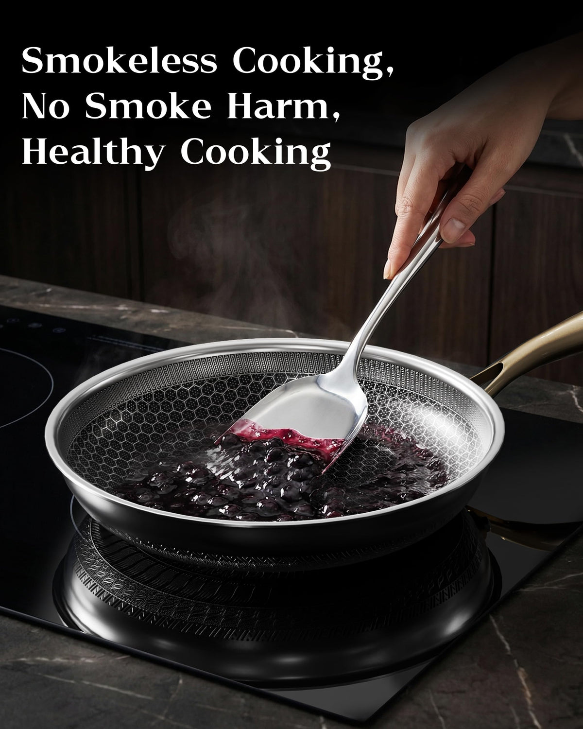 XBM stay-cool handle in action during sauté