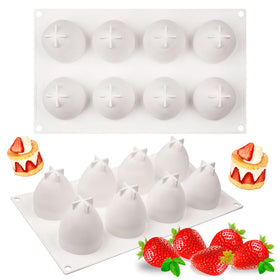 Xcake Lcook strawberry mold with eight cavities for quick, bite-sized treats.