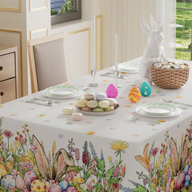 XCHI easter tablecloth rabbits pattern; adds charm to family brunches.