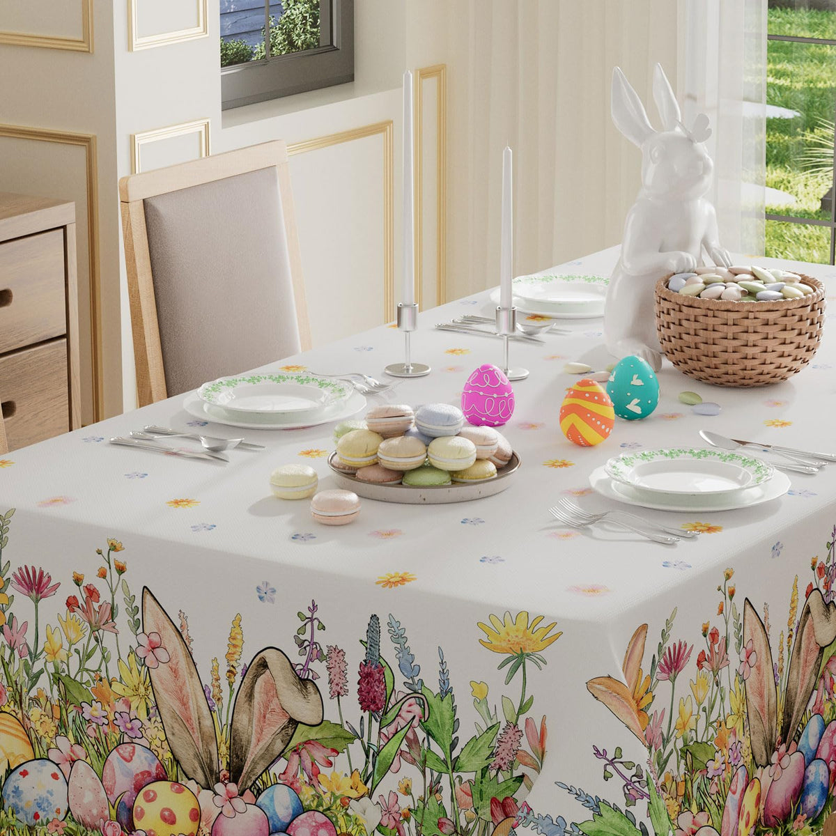 XCHI Rectangle tablecloth 60x84 inches elevates family meals.