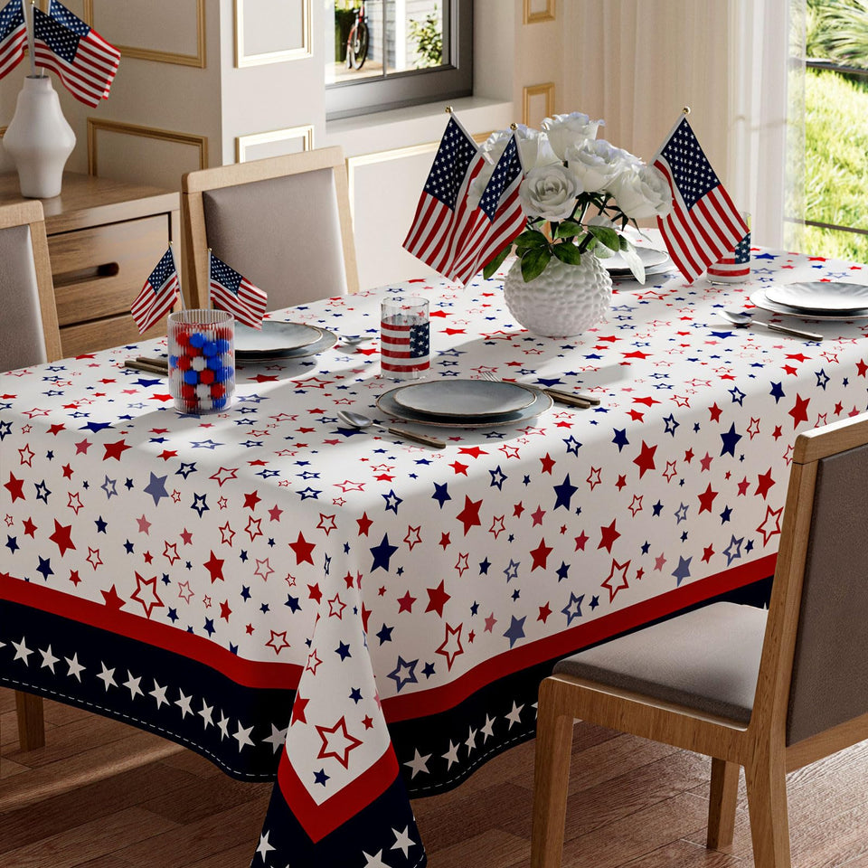 XCHI Stars America tablecloth close-up, showing durable fabric for everyday use.
