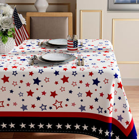 XCHI Stars America tablecloth with patriotic pattern enhances holiday dining ambiance.