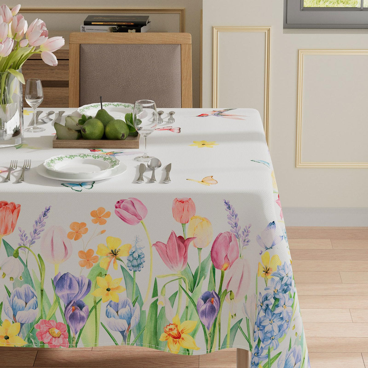 XCHI 60x84 washable tablecloth fits most tables for everyday use