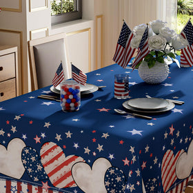 XCHI washable tablecloth shown in a machine wash demo for easy cleanup.