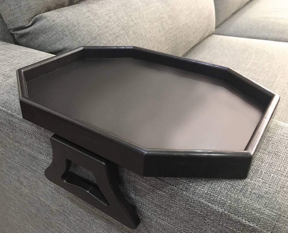 Xchouxer Sofa Armclip Table shown as a convenient side tray for drinks and remotes