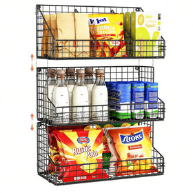 X-cosrack 3-tier stackable snack organizer keeps snacks neatly organized.