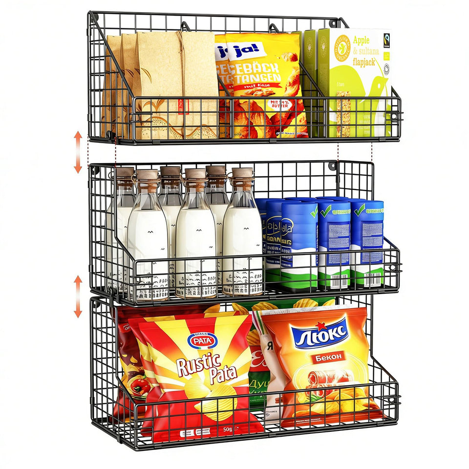 X-cosrack 3-tier stackable snack organizer keeps snacks neatly organized.