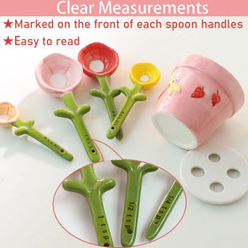 XDONEF pink ceramic measuring spoons are durable and lead-free