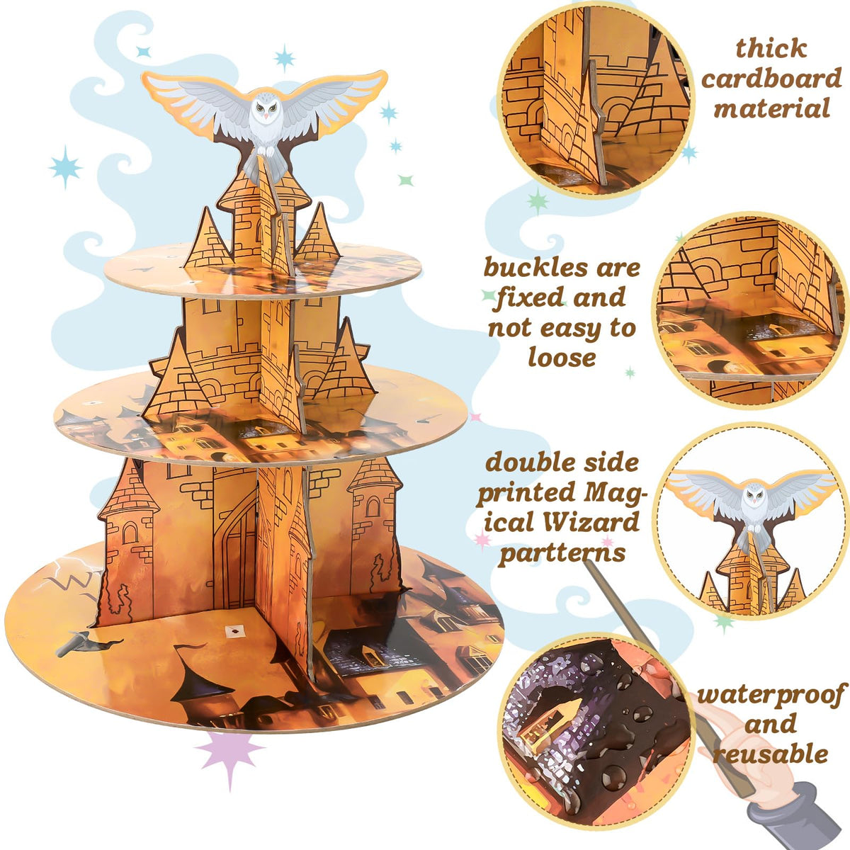 XEFINAL wizard cupcake stand assembled as a centerpiece