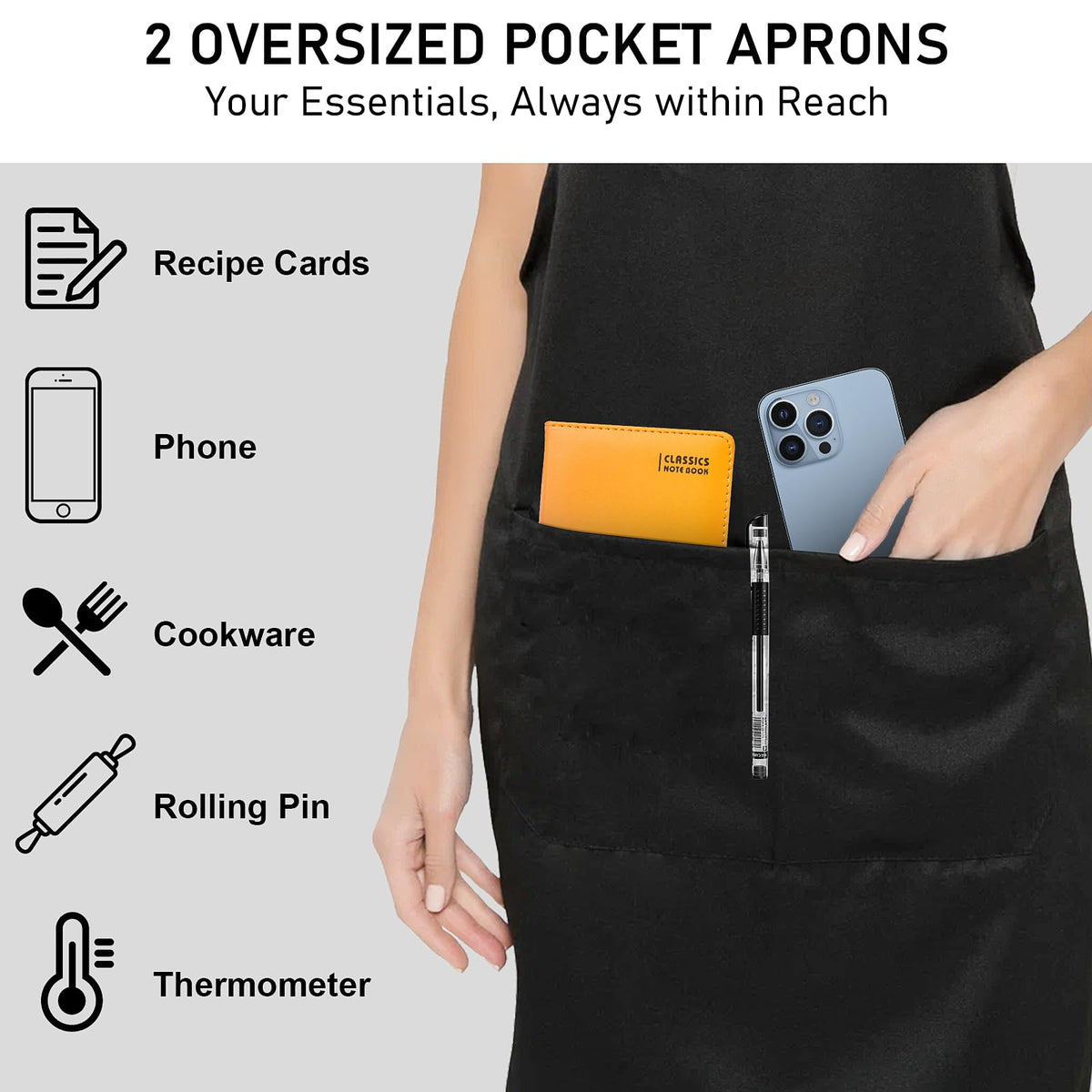 XEMGUE unisex kitchen apron sized 24x29 inches for broad coverage