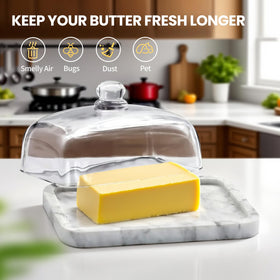 XenMee butter dish fits on countertops while staying cool and organized