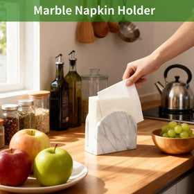 XenMee marble napkin holder on cafe counter elevating ambiance