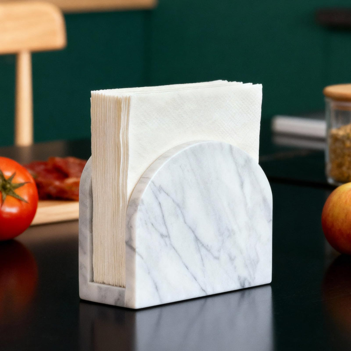 XenMee marble napkin holder on kitchen counter for everyday use