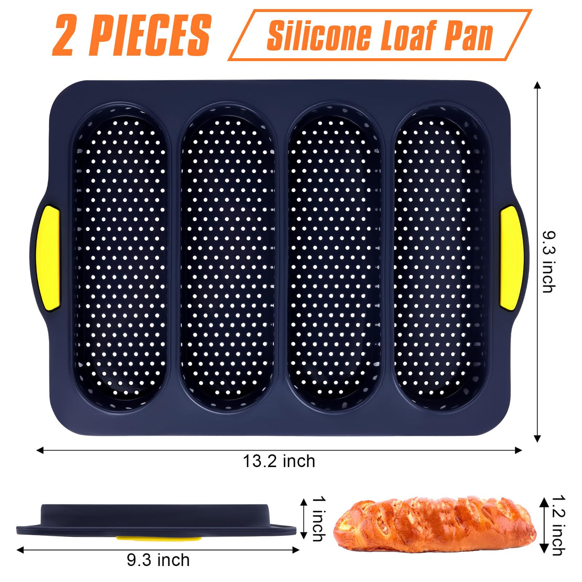 XenMee silicone loaf pan with non-stick surface for easy release.