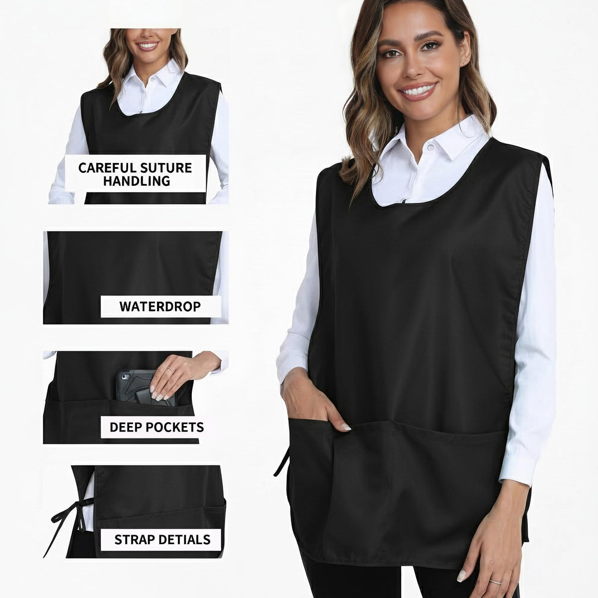 Xeoxarel Cobbler Apron in soft polyester for all-day comfort during long tasks.