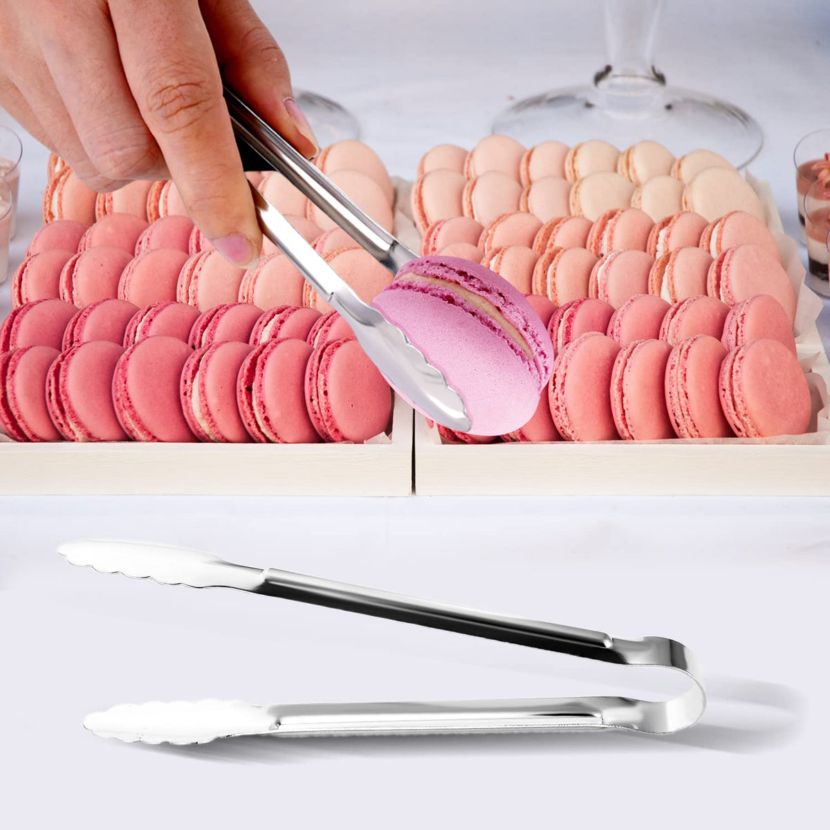 XEVOM silver finish mini tongs for versatile use