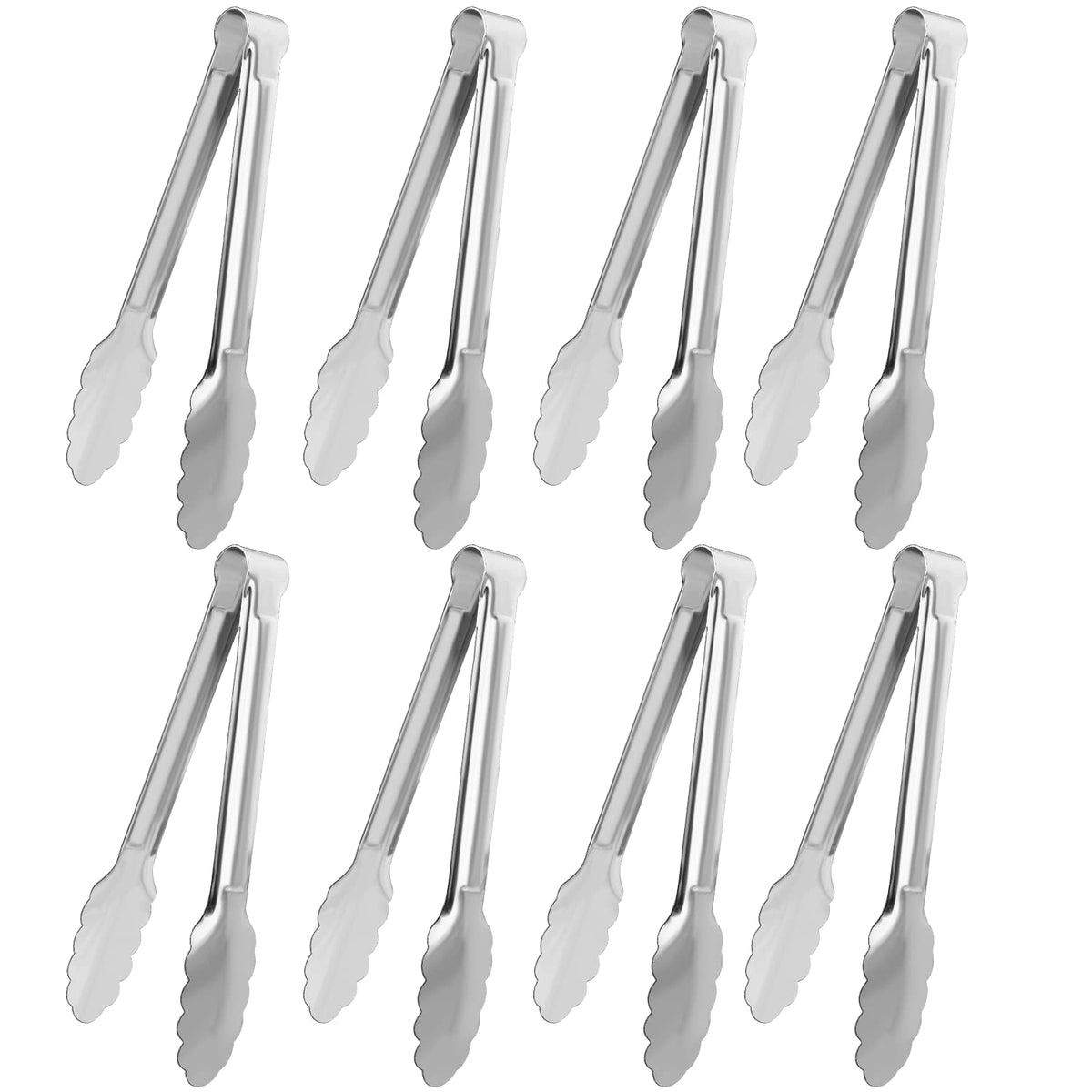 XEVOM 8-pack 7-inch serving tongs ideal for salads and grills.
