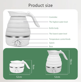 Xfbaozxy silicone body kettle highlights BPA-free material for safe, easy cleaning during trips.