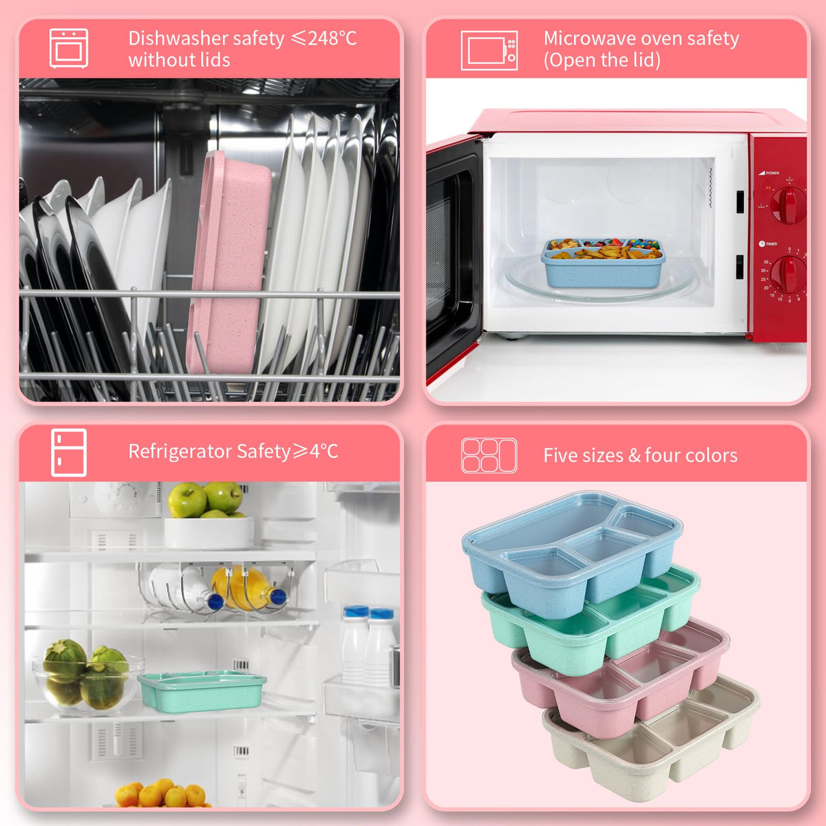XGXN Bento Box transparent lid lets you see contents at a glance.