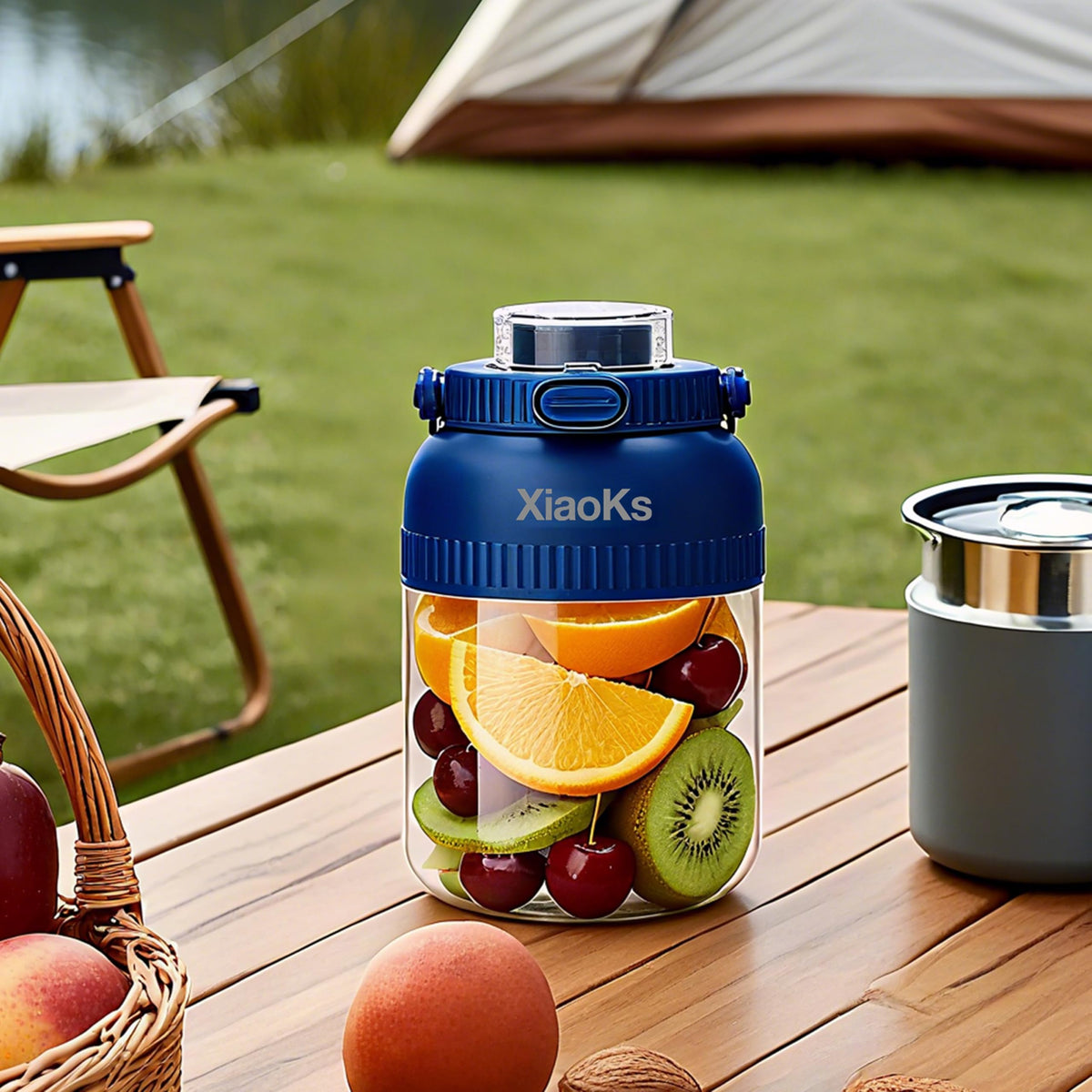 Xiaoks on-the-go blending with blue cup for busy days