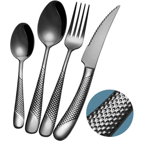 Xideman black hammered silverware dinner set elevates table presentation