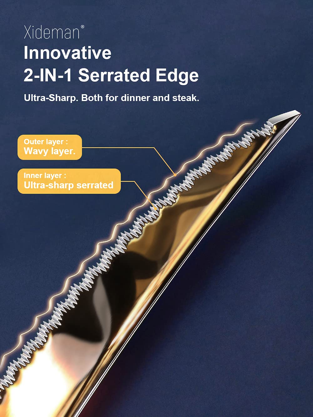 Xideman ultra sharp 2-in-1 knives for versatile dining prep