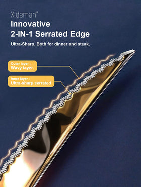 Xideman ultra sharp 2-in-1 knives for versatile dining prep