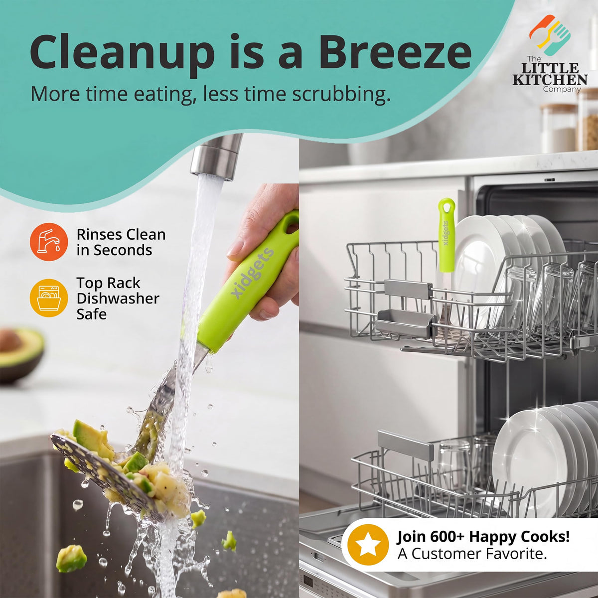 Xidgets green kitchen utensil design for versatile fruit mashing.