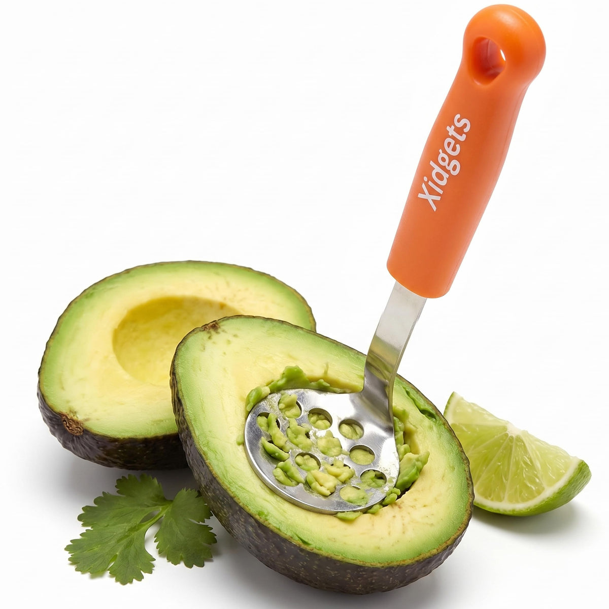 Xidgets Mini Avocado Masher with ergonomic handle for comfortable, easy mashing.
