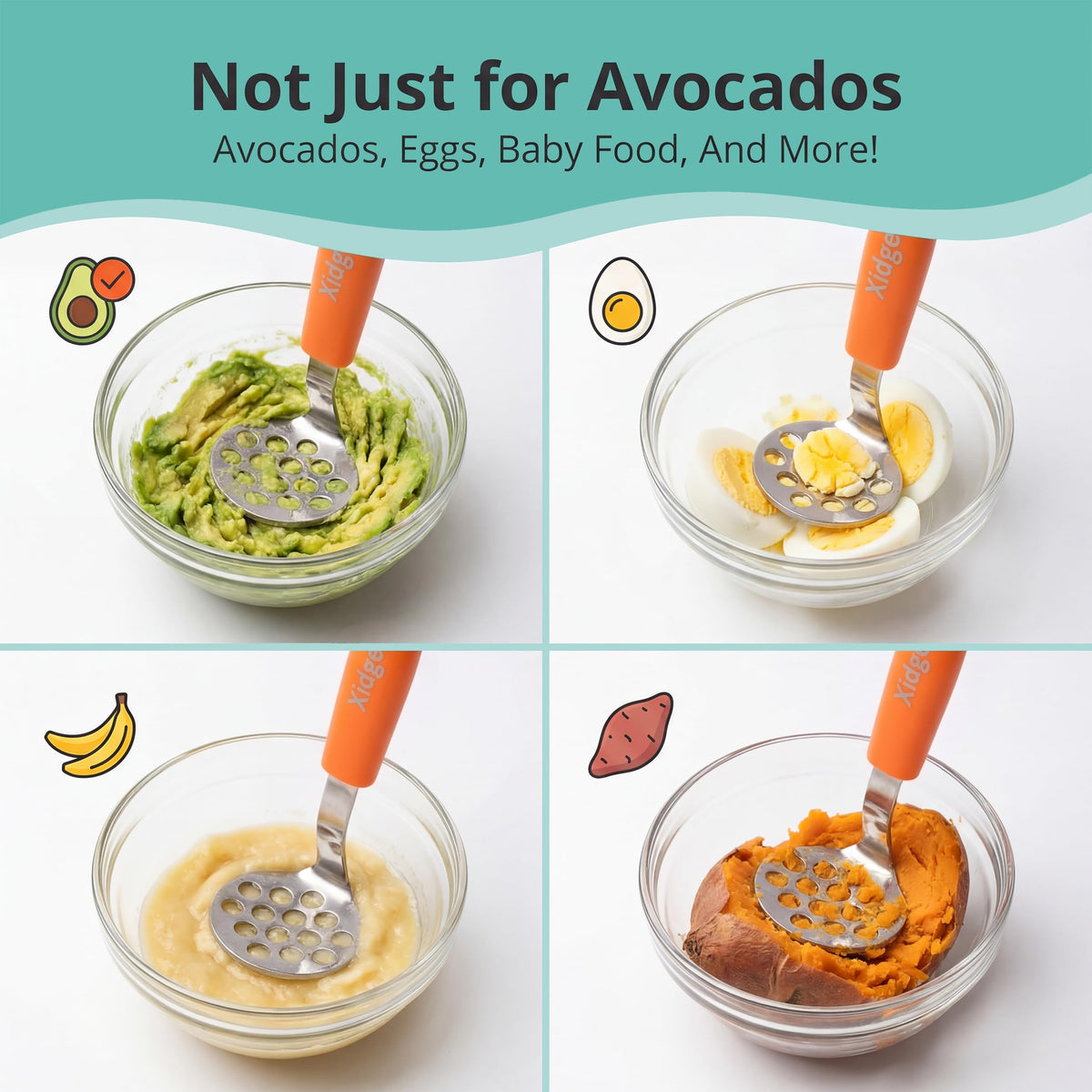 Xidgets Mini Avocado Masher is a versatile tool for bananas and soft vegetables too.