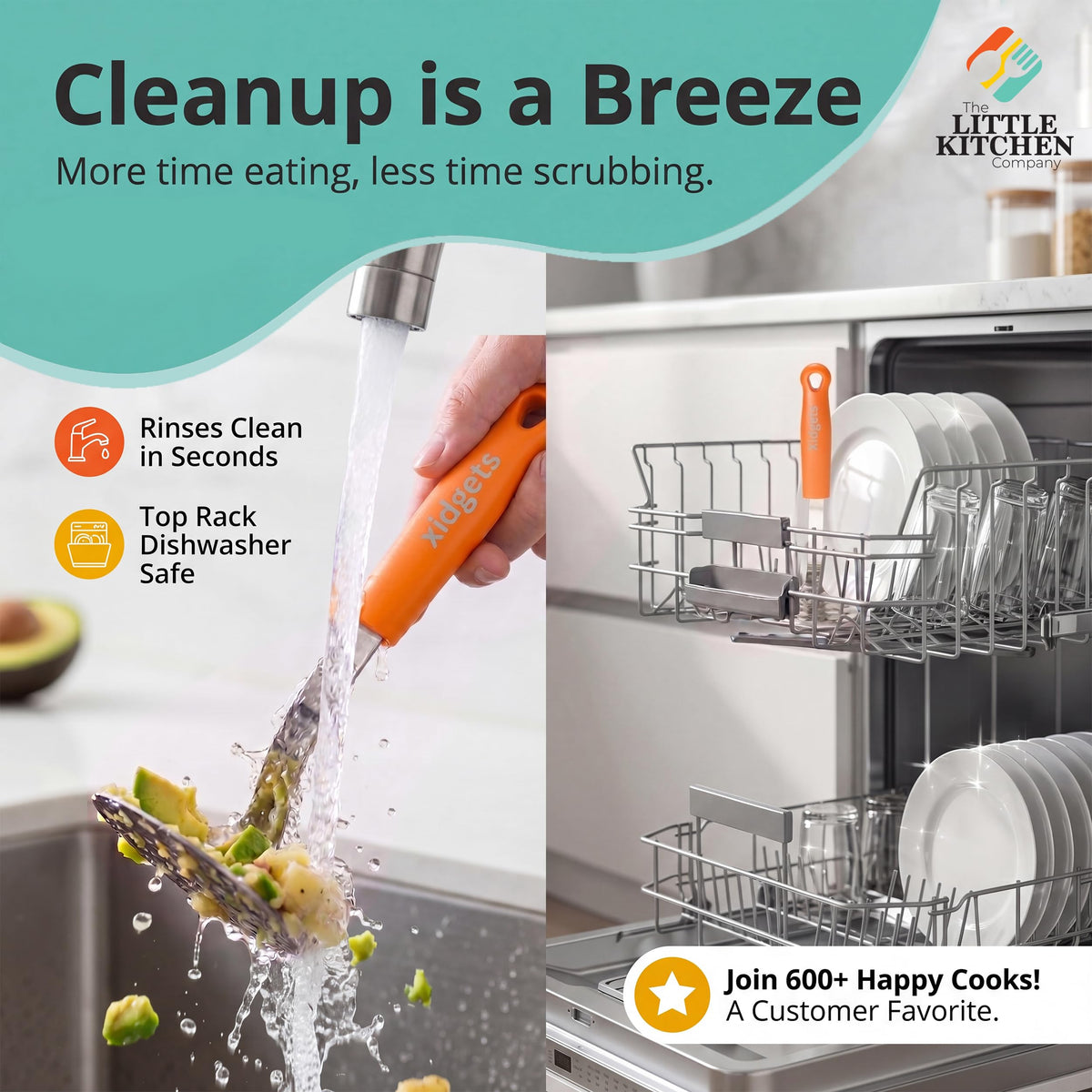Xidgets Mini Avocado Masher with orange finish adds style to kitchen tasks.